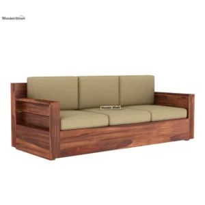 Walnut Finish Curved Arm Sofa - X1hZS7 - Image 1