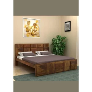 Walnut Mosaic Wooden Polish Bed - 9qDKIv - Image 1