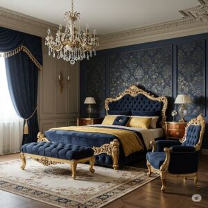 Royal Blue & Gold Luxury Bedset - lztGs3 - Image 1